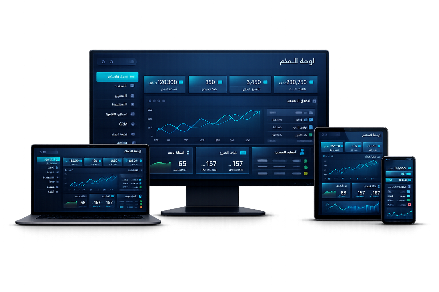 نموذج نظام ERP متجاوب على الكمبيوتر واللابتوب والجوال